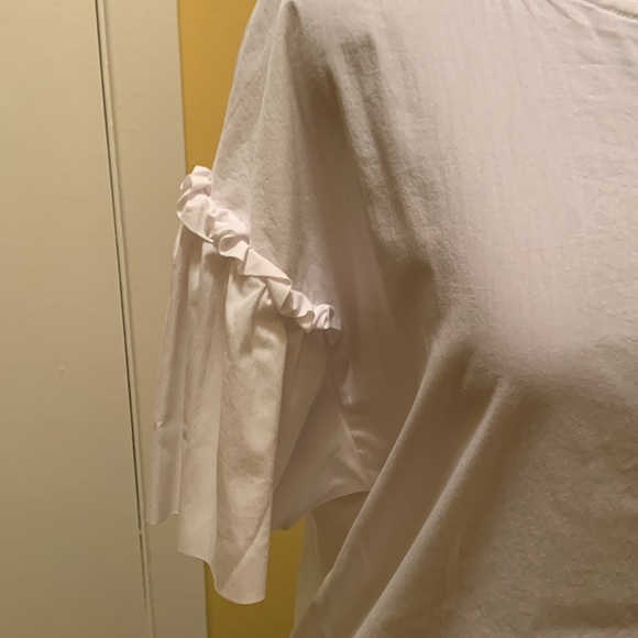 Stefanel White Blouse with Ruffle Detail on short sleeves - Picture 9 of 9